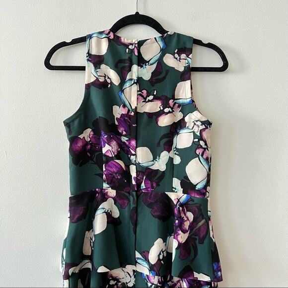 Banana Republic Dark Green Floral Print Peplum Sleeveless Dress - Picture 5 of 8